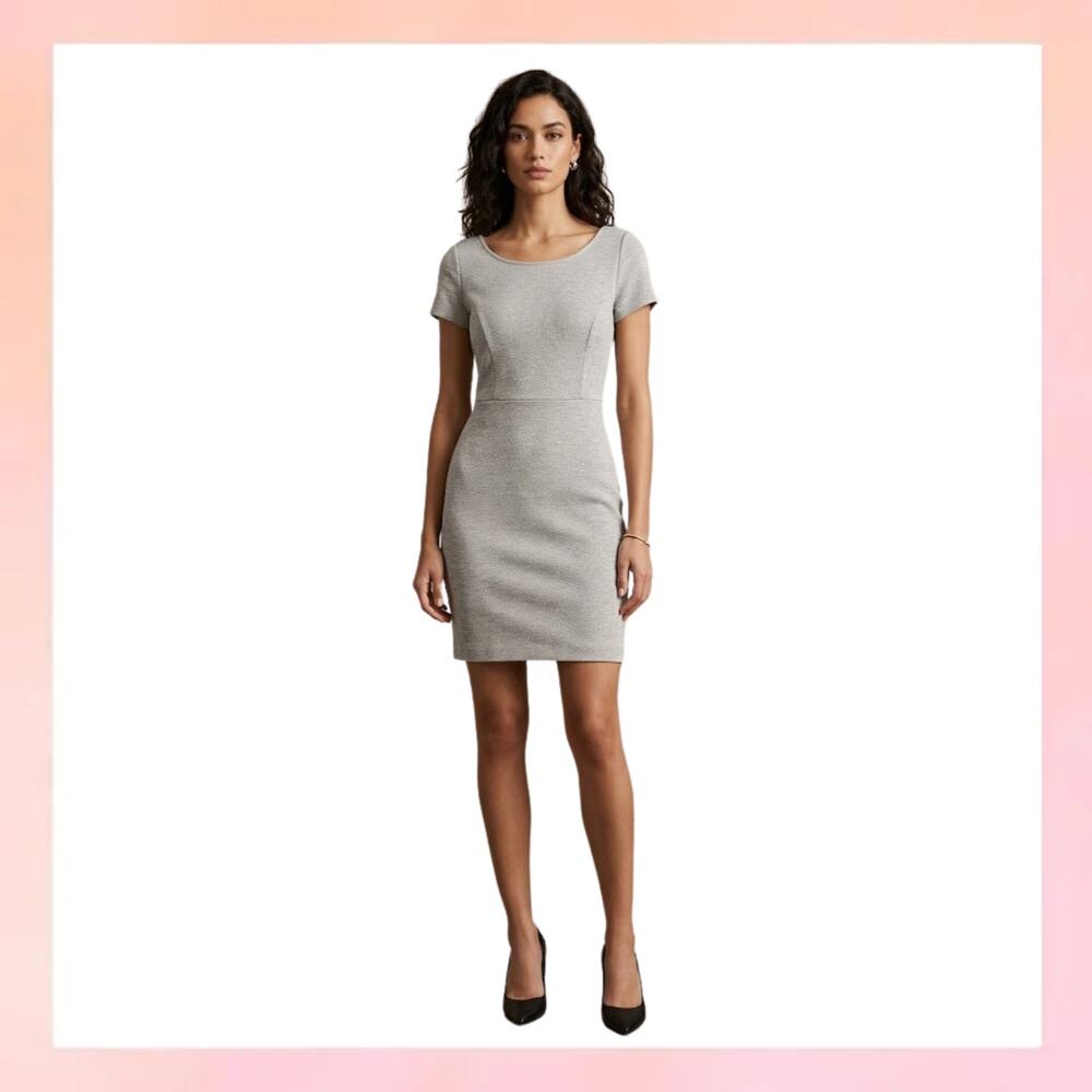 Banana Republic Heather Grey Chevron Textured Sheath Dress Size 8